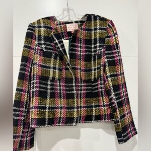 Buru Women's Plaid Jacket - Black, Pink, Yellow